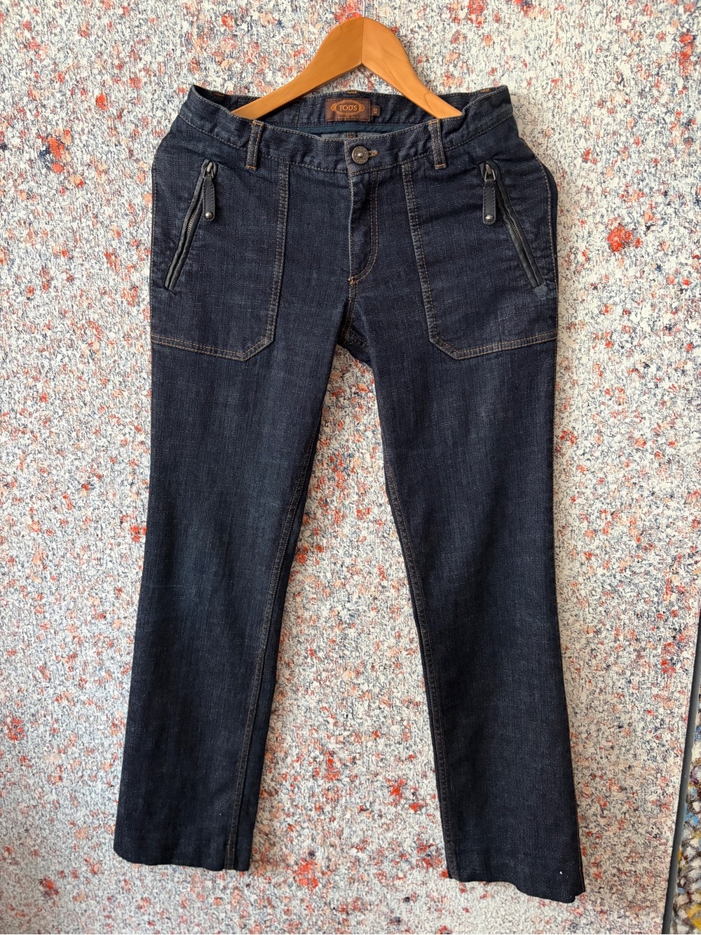 TOD'S Men's Black Straight-Leg Jeans with Zip Pockets